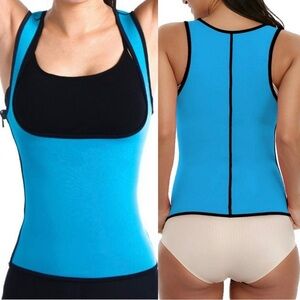 Blue and Black Neoprene Waist Trainer Sauna Vest | Size Extra Large